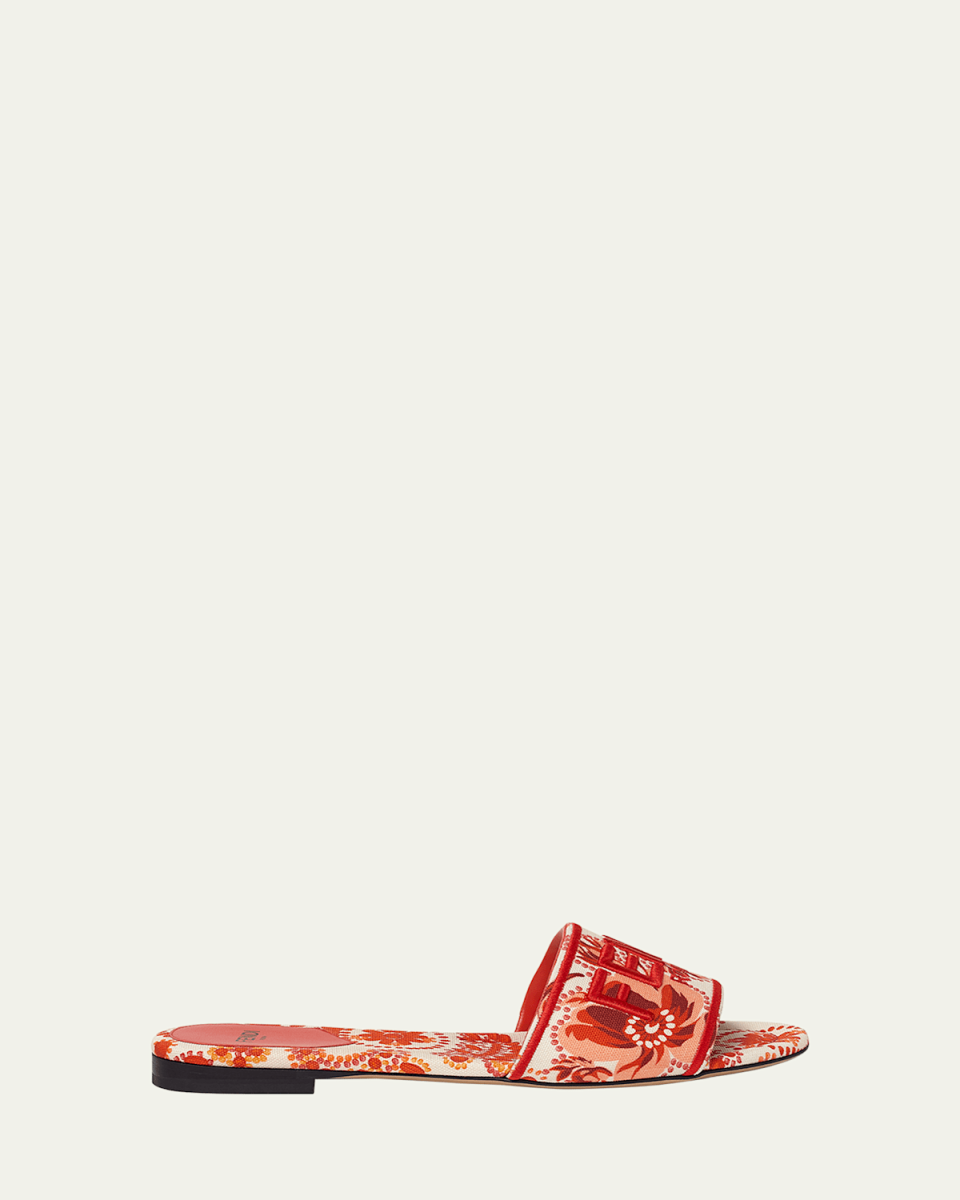 Sunchine Bandana Print Canvas Flat Slide Sandals